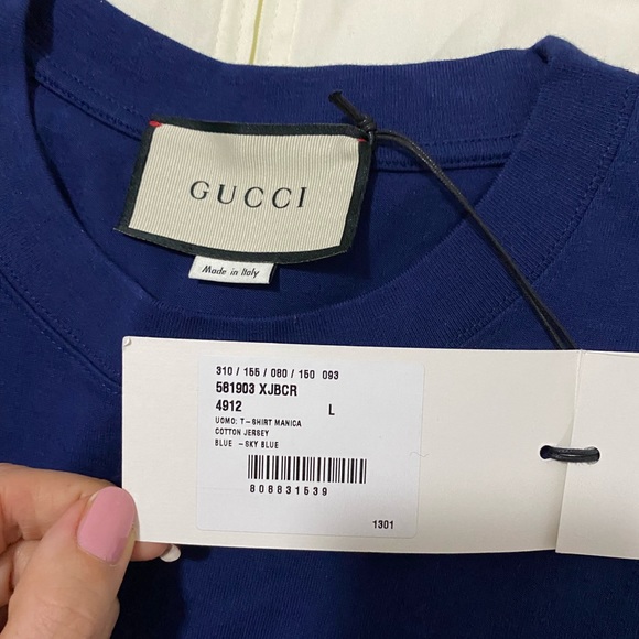 Gucci Blue Tennis GG Logo Long Sleeves Shirt Size Large - Picture 4 of 10